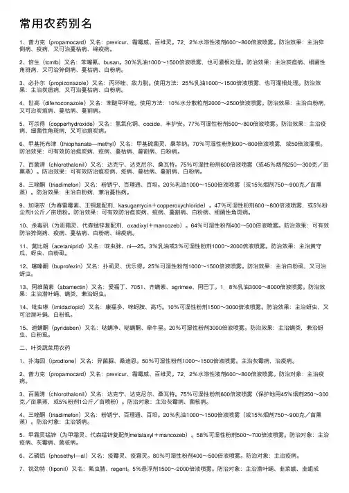 常用农药别名