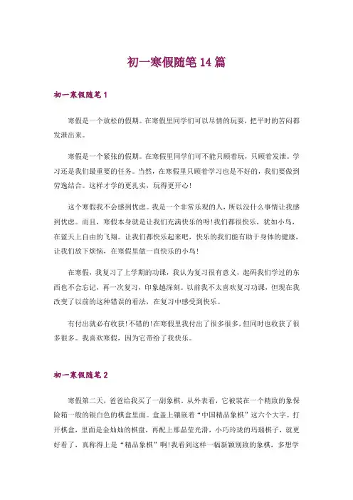 初一寒假随笔14篇