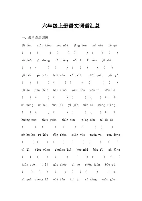一看拼音写词语(10分)zhang peng shang w
