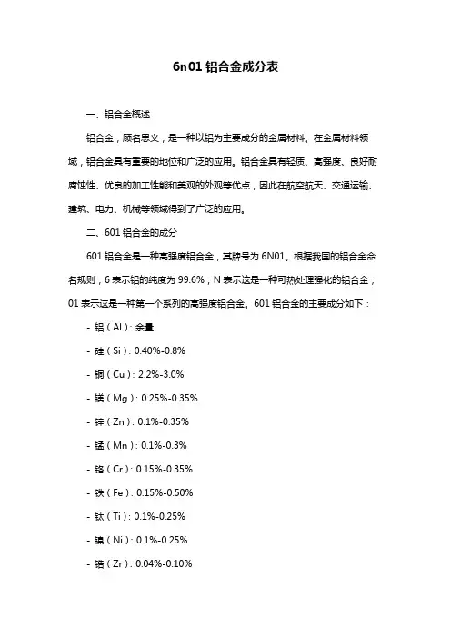 6n01铝合金成分表