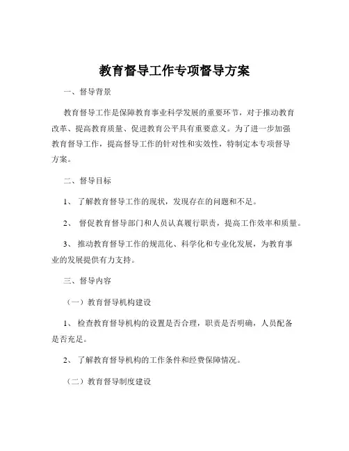 教育督导工作专项督导方案