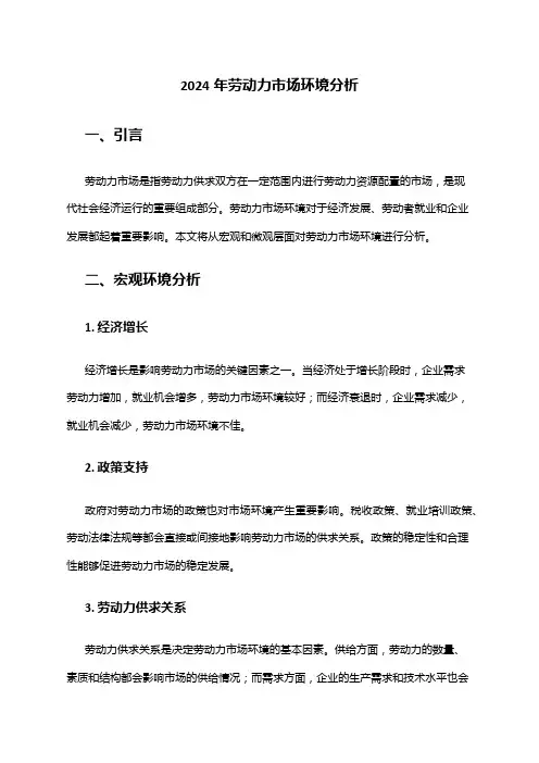 2024年劳动力市场环境分析