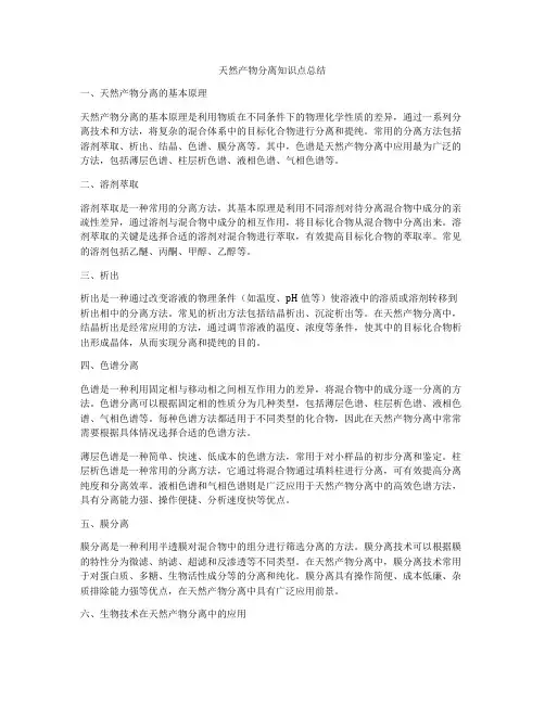 天然产物分离知识点总结