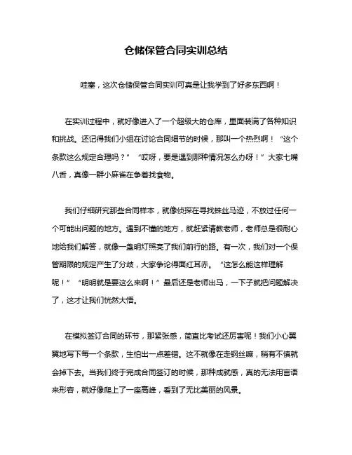 仓储保管合同实训总结