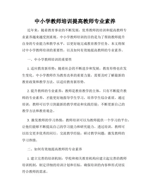 中小学教师培训提高教师专业素养