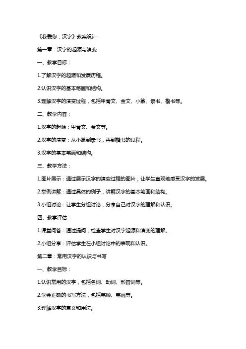 《我爱你,汉字》教案设计