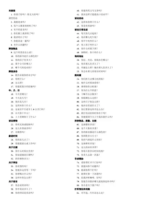 英语听说提问200句