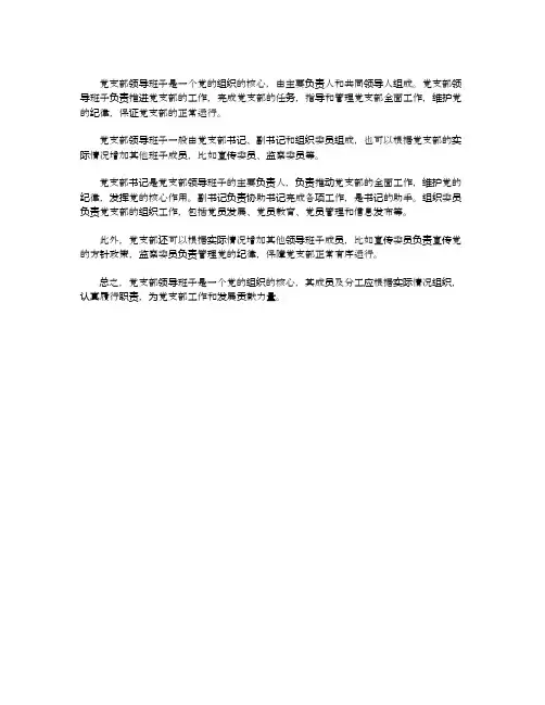 党支部领导班子成员及分工