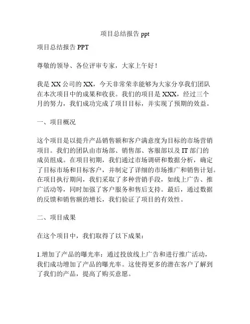 项目总结报告ppt
