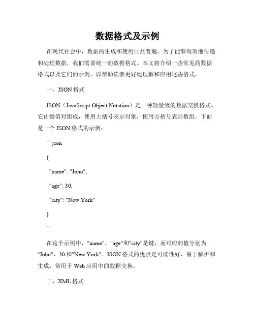 数据格式及示例
