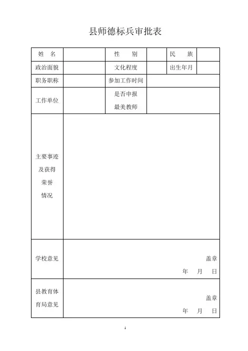 师德标兵审批系列表格汇总