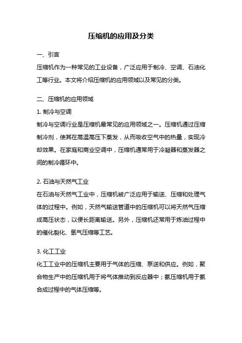 压缩机的应用及分类