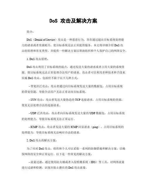 DoS 攻击及解决方案