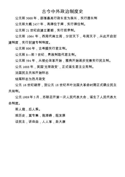 古今中外政治制度史