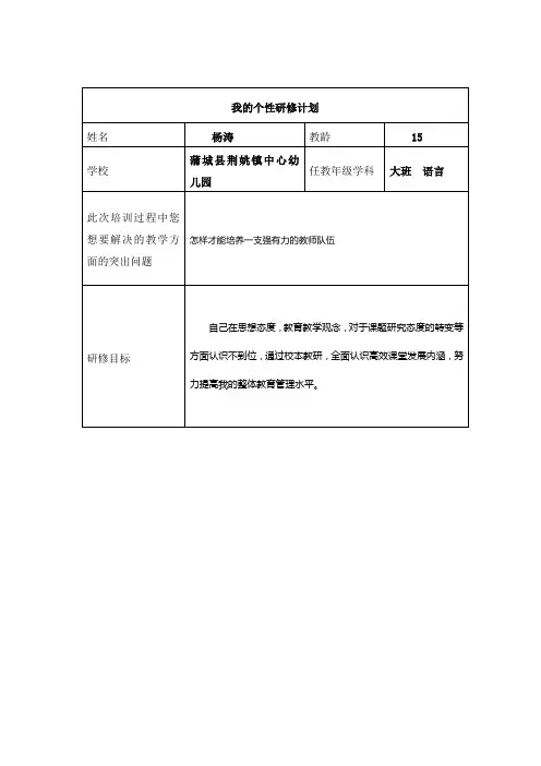 作业2 我的个性研修计划