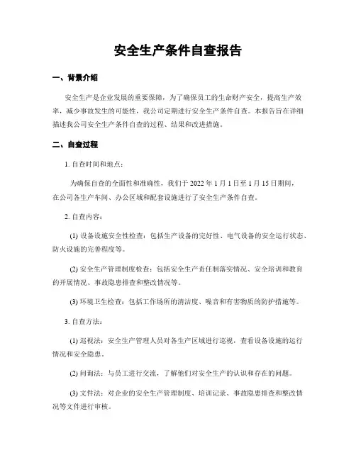 安全生产条件自查报告