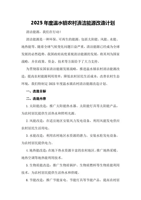 2025年度温水镇农村清洁能源改造计划