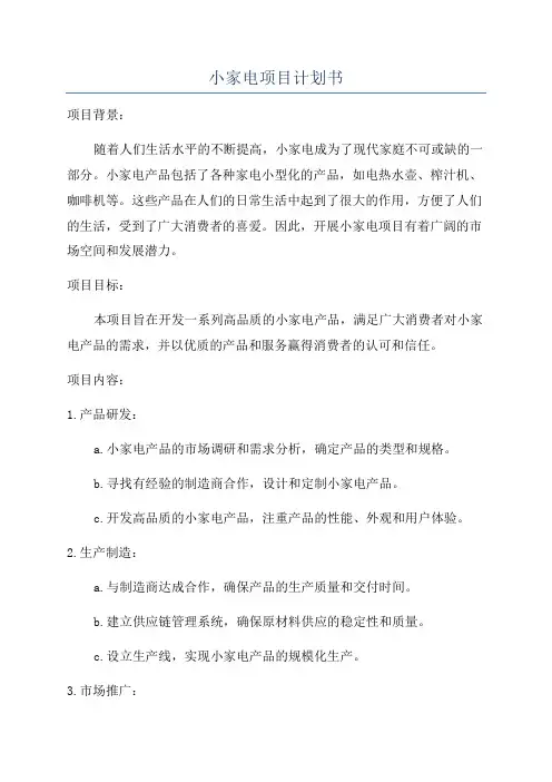 小家电项目计划书