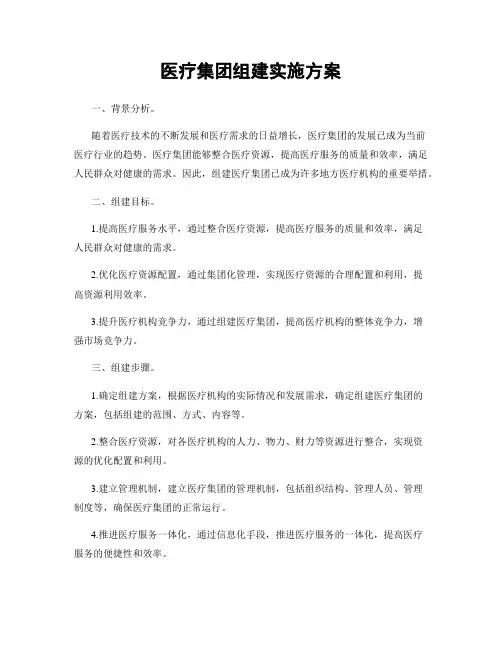 医疗集团组建实施方案