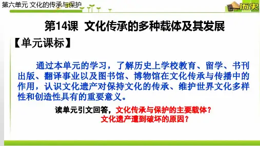 人教统编版高中历史_文化传承的多种载体及其发展_优秀课件