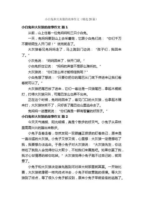 小白兔和大灰狼的故事作文（精选20篇）
