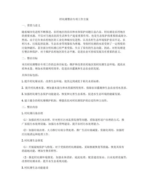 村坑塘整治专项工作方案