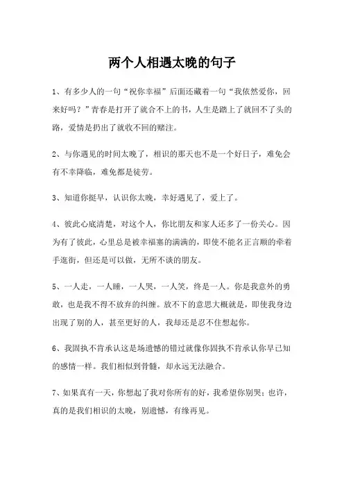两个人相遇太晚的句子
