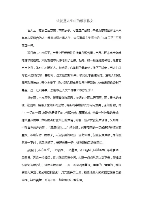 这就是人生中的乐事作文