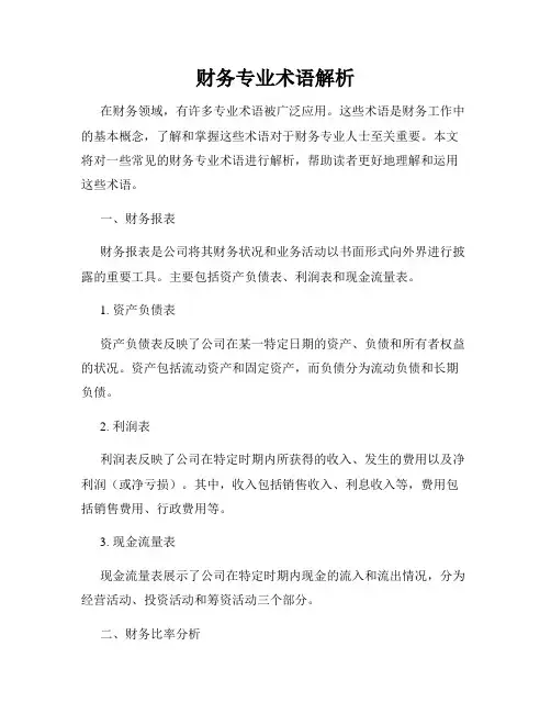 财务专业术语解析
