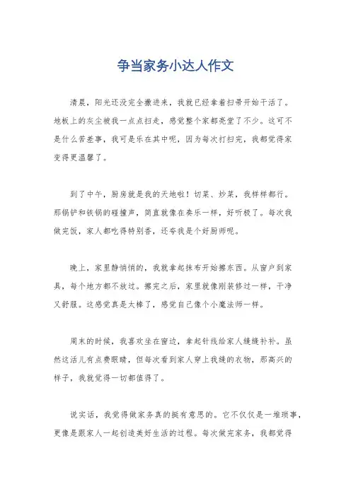 争当家务小达人作文