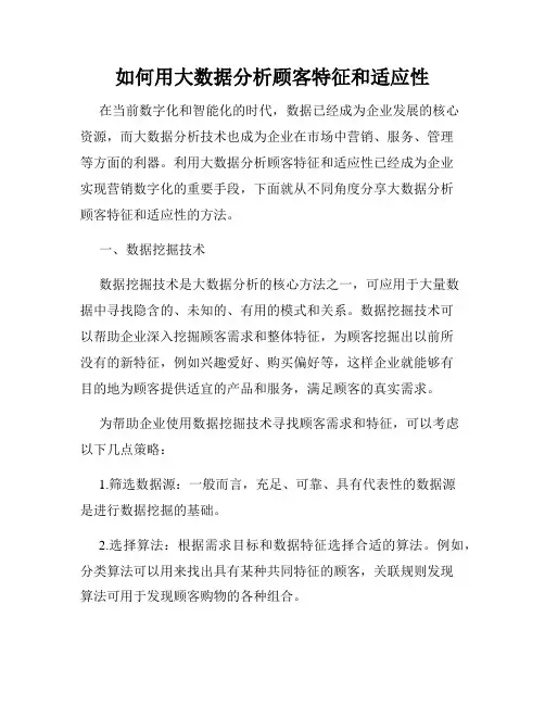 如何用大数据分析顾客特征和适应性