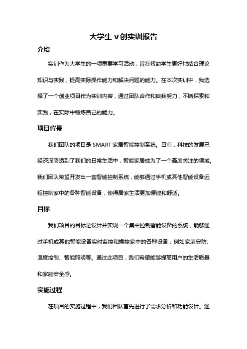 大学生v创实训报告