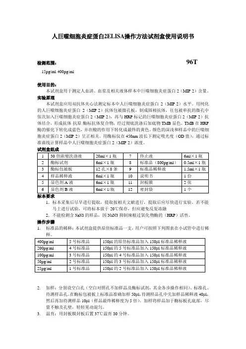 人巨噬细胞炎症蛋白2ELISA操作方法试剂盒使用说明书