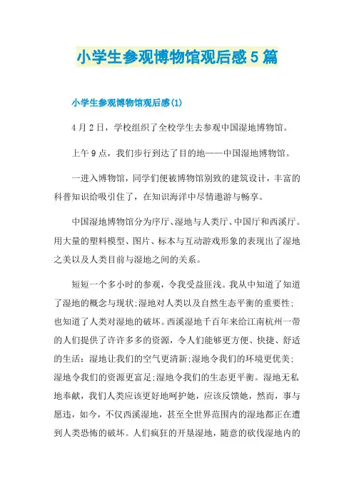 小学生参观博物馆观后感5篇