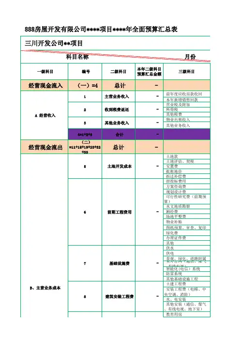 xxxx年度房开公司预算表.xls