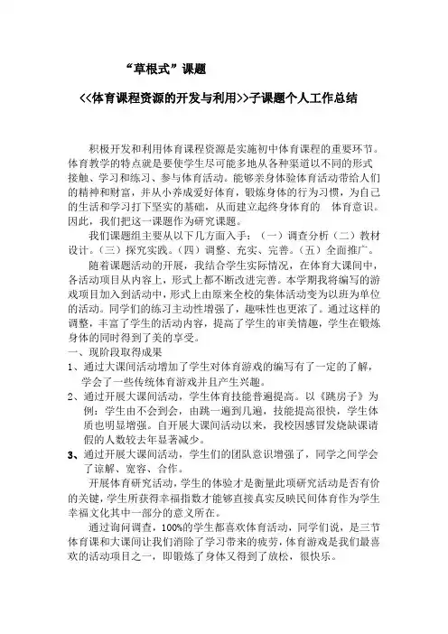体育草根课题个人总结