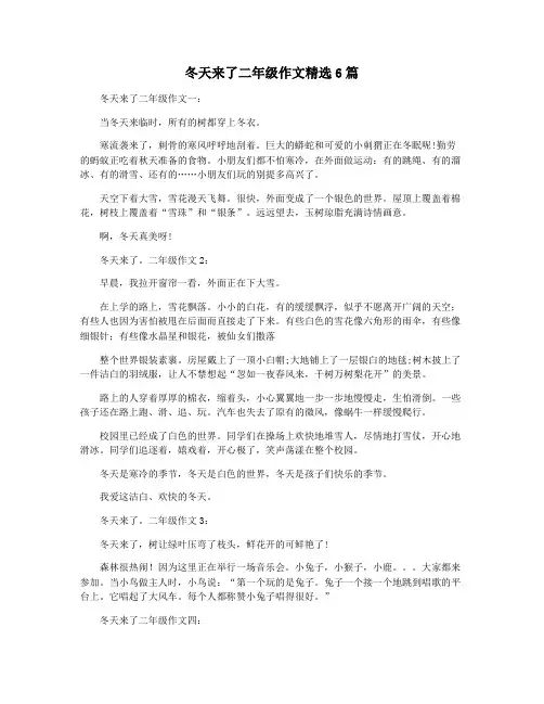 冬天来了二年级作文精选6篇