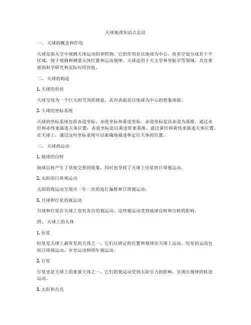 天球地理知识点总结