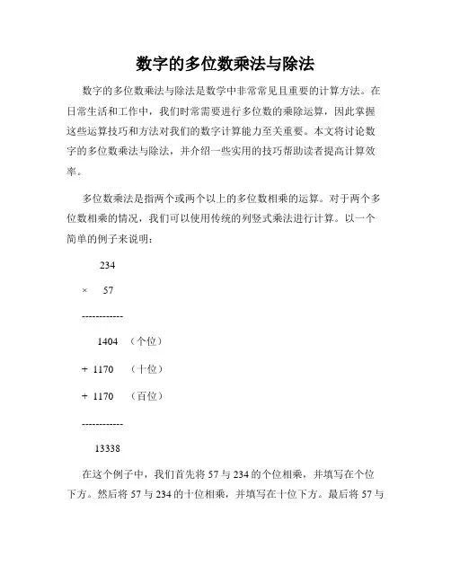 数字的多位数乘法与除法