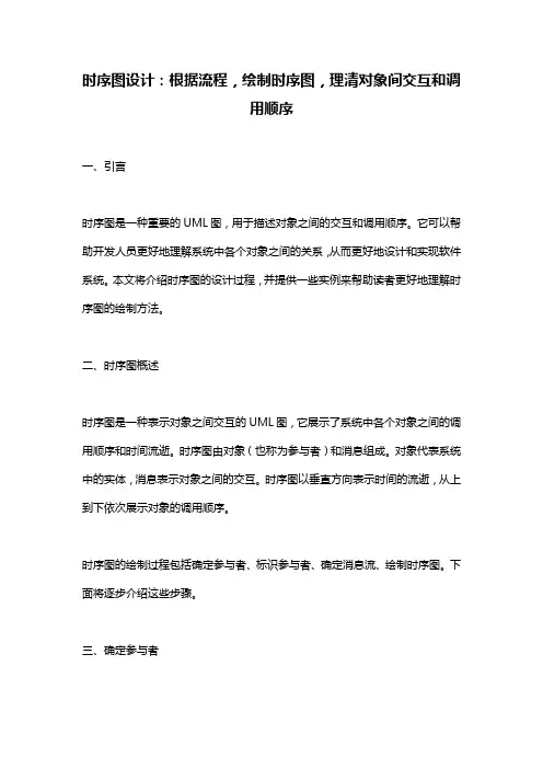 时序图设计：根据流程,绘制时序图,理清对象间交互和调用顺序