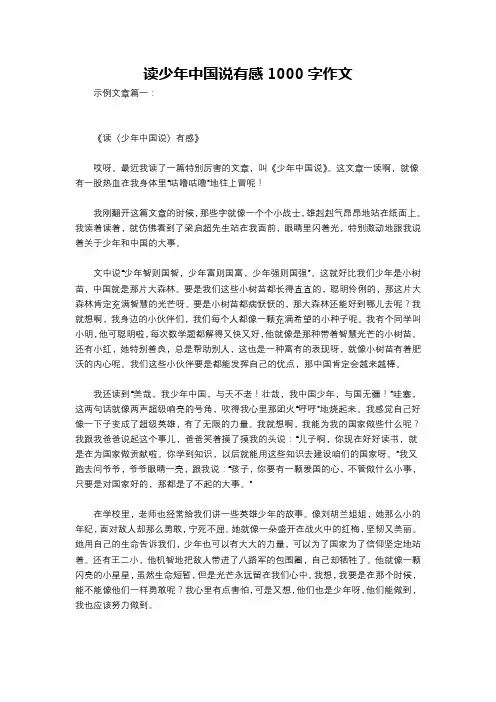 读少年中国说有感1000字作文