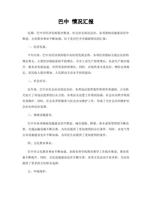巴中 情况汇报