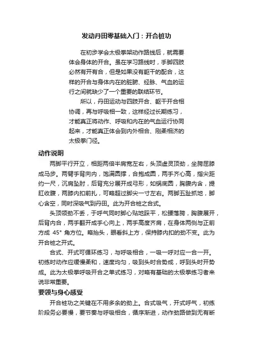 发动丹田零基础入门：开合桩功