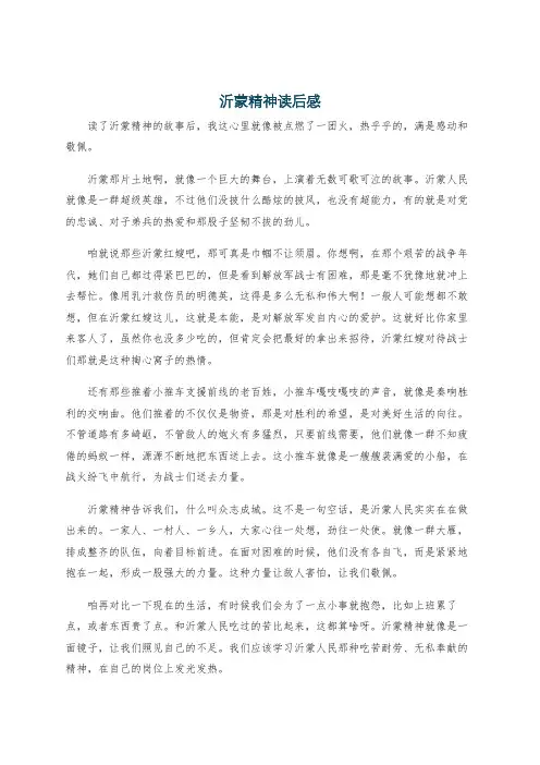 沂蒙精神读后感