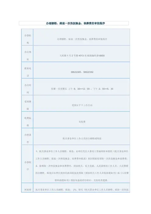办理牺牲、病故一次性抚恤金、丧葬费的审批程序