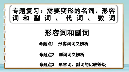 初中英语外研版教材语法专项训练《形容词和副词》中考单词词义辨析总复习