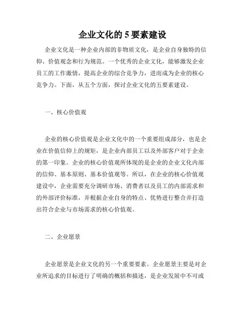 企业文化的5要素建设