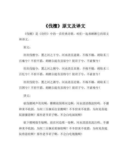 《伐檀》原文及译文
