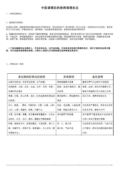 中医调理后的排病调理反应