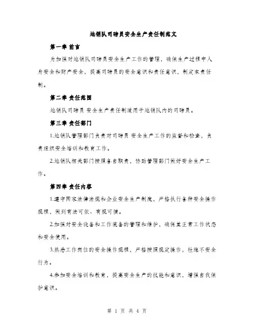 地销队司磅员安全生产责任制范文（二篇）